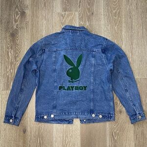 PLAYBOY Blue Denim Jacket with Green Logo